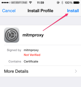 Cài đặt CA certificate của mitmproxy trên iPhone